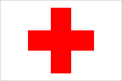 Flaga Czerwonego Krzyża.
